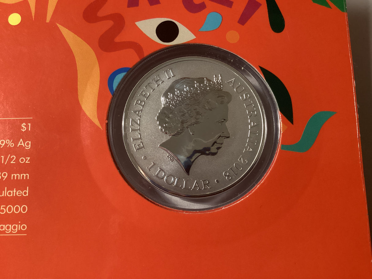 2018 $1 Coloured Fine Silver Frosted Uncirculated Coin. New Year’s Eve.