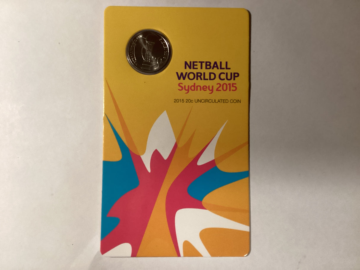 2015 20c Carded Uncirculated Coin. Netball World Cup. Sydney.