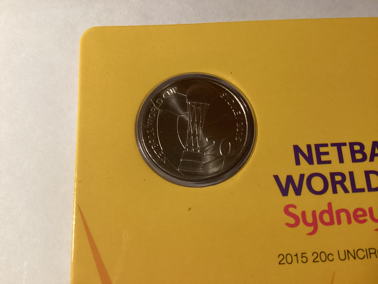 2015 20c Carded Uncirculated Coin. Netball World Cup. Sydney.