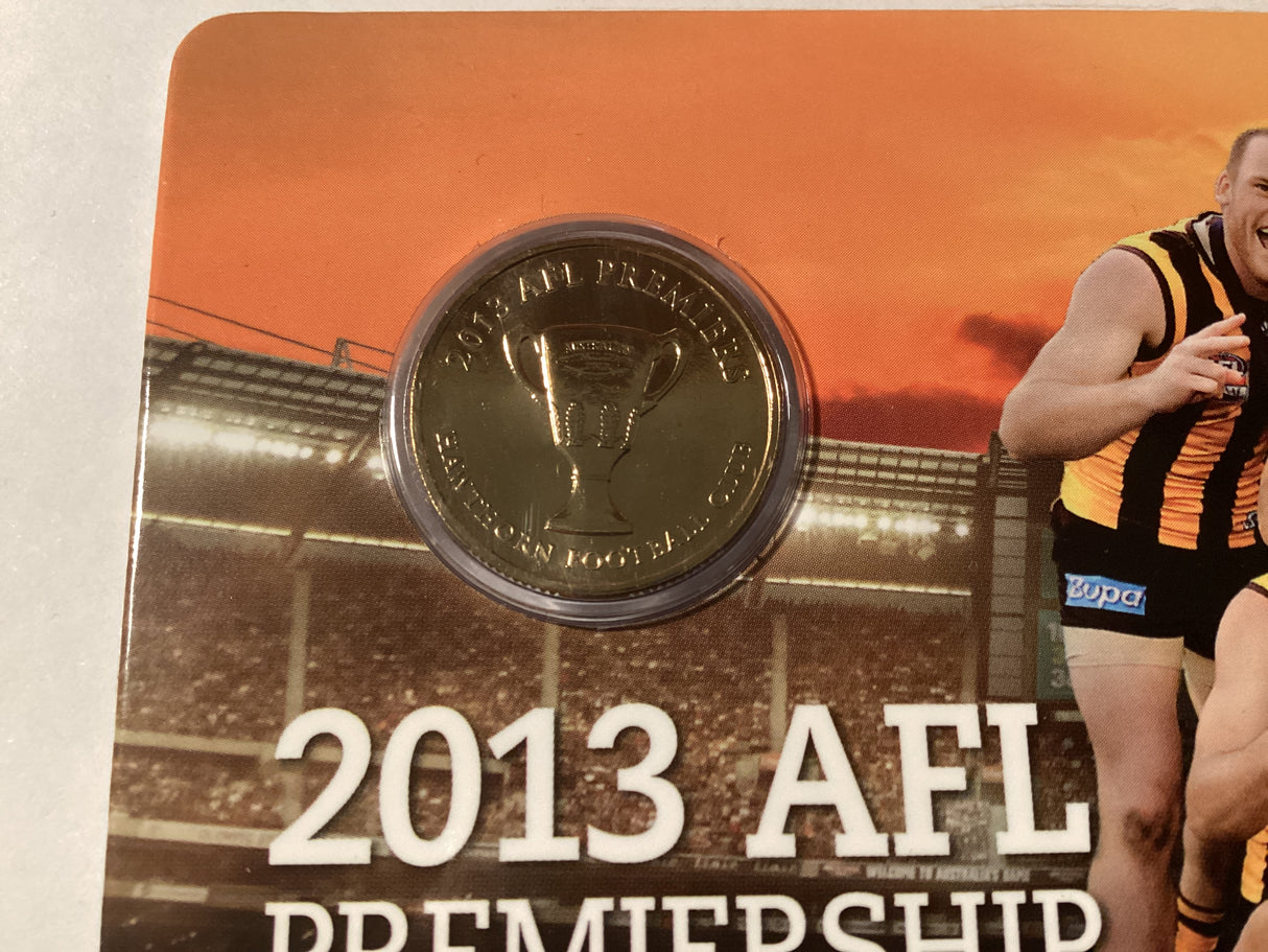 2013 $1 Uncirculated Carded Coin. AFL Premiership. Hawthorn Hawks.