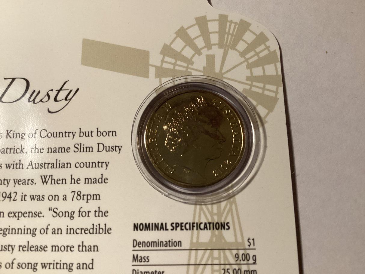 2013 $1 Uncirculated Carded Coins. Inspirational Australians. Slim Dusty.