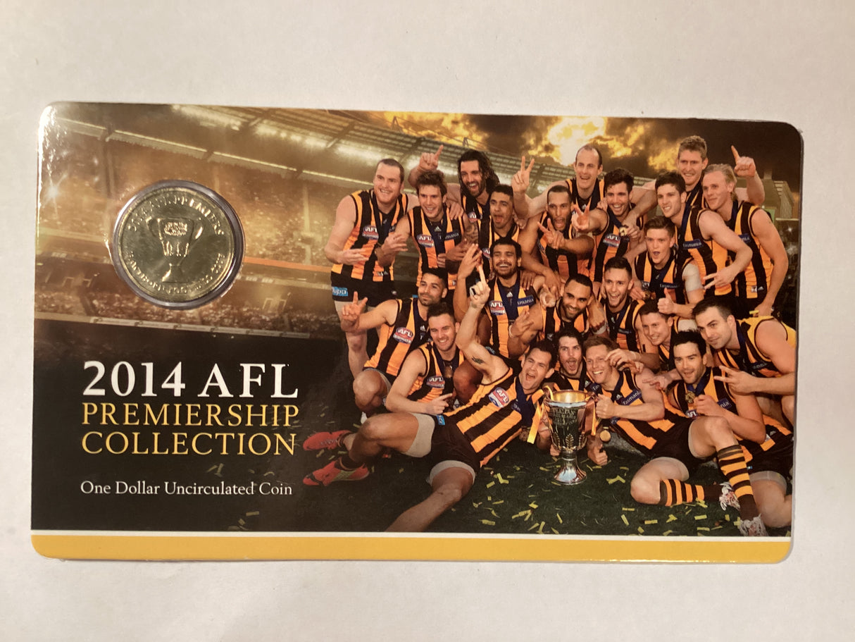 2014 $1 Uncirculated Carded Coin. AFL Premiership. Hawthorn Hawks.