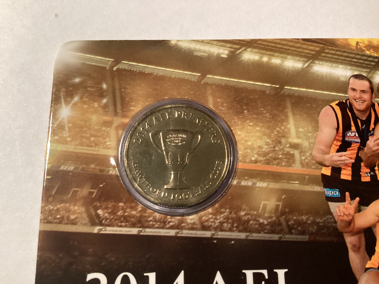 2014 $1 Uncirculated Carded Coin. AFL Premiership. Hawthorn Hawks.