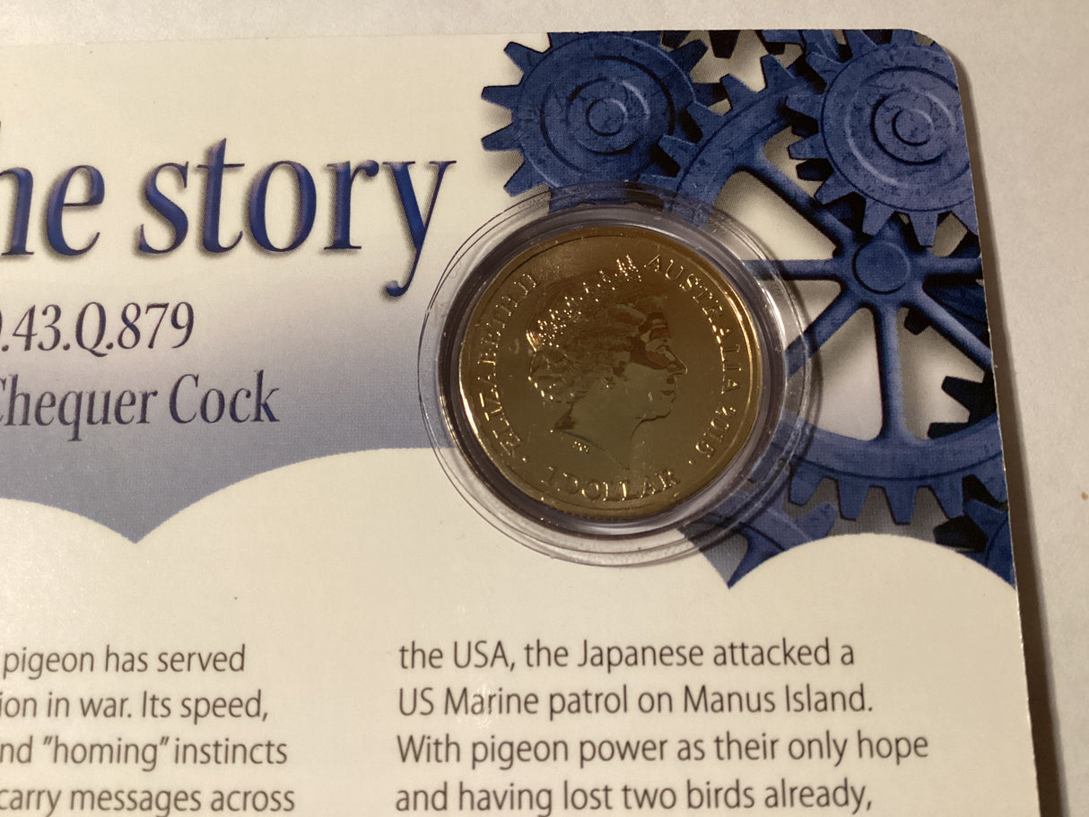 2015 $1 Uncirculated Carded Coins. Unlikely Heroes. Great and Small. Blue Chequer Cock.