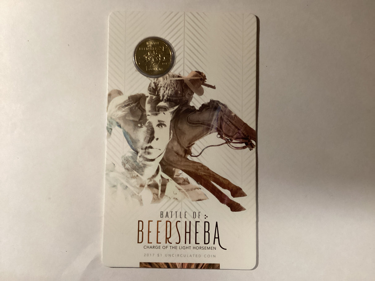 2017 $1 Uncirculated Carded Coin. Battle of Beersheba. Charge of the Light Horsemen.