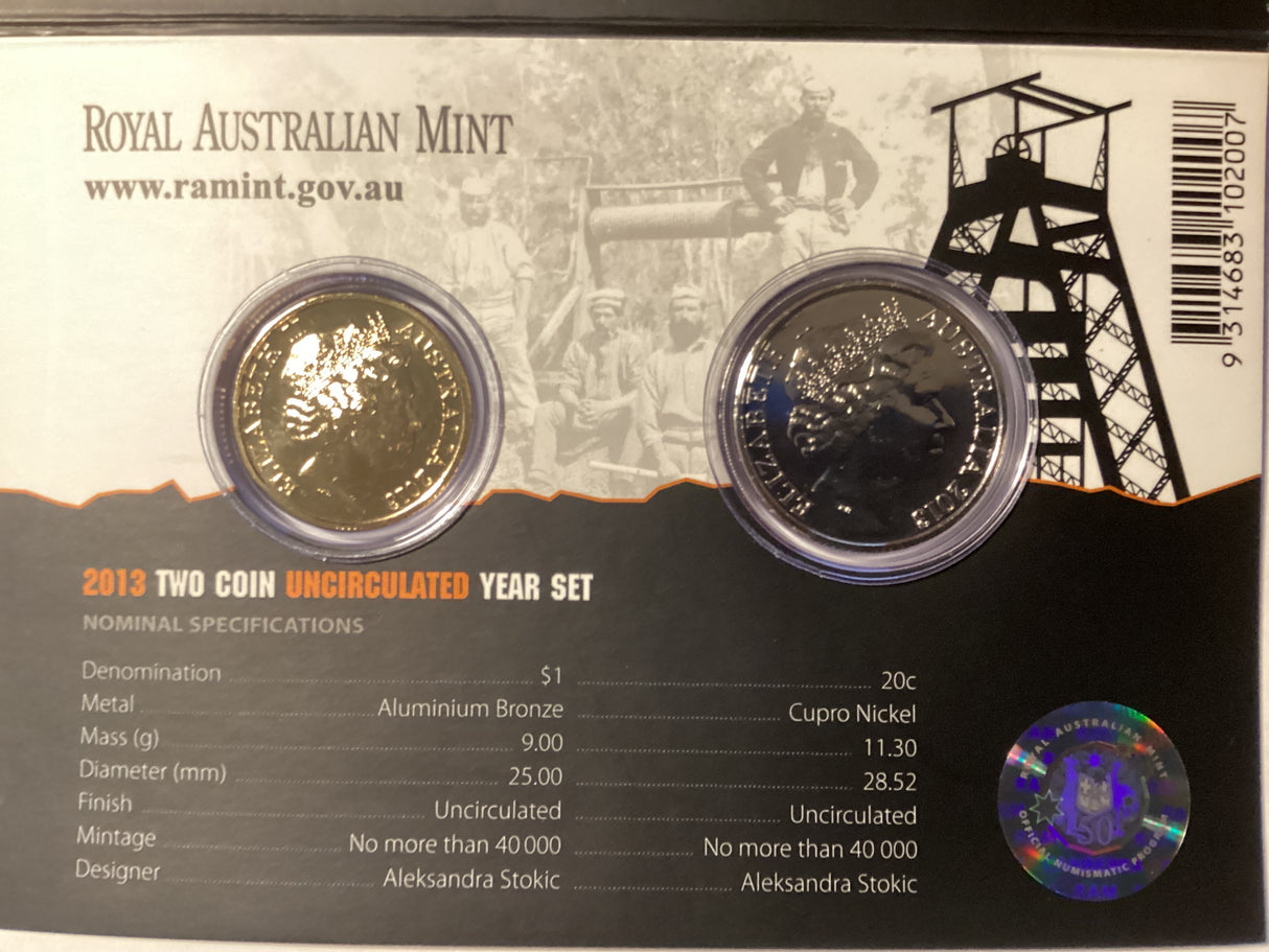 2013 Australian Mining. Two Coin Uncirculated Set.
