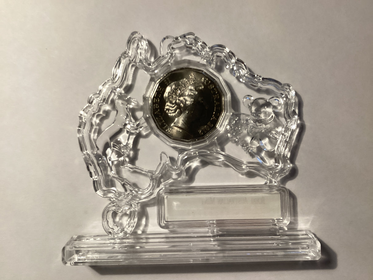 2012 50c Year of the Dragon. Lunar Coin Program. Australia Map Display.