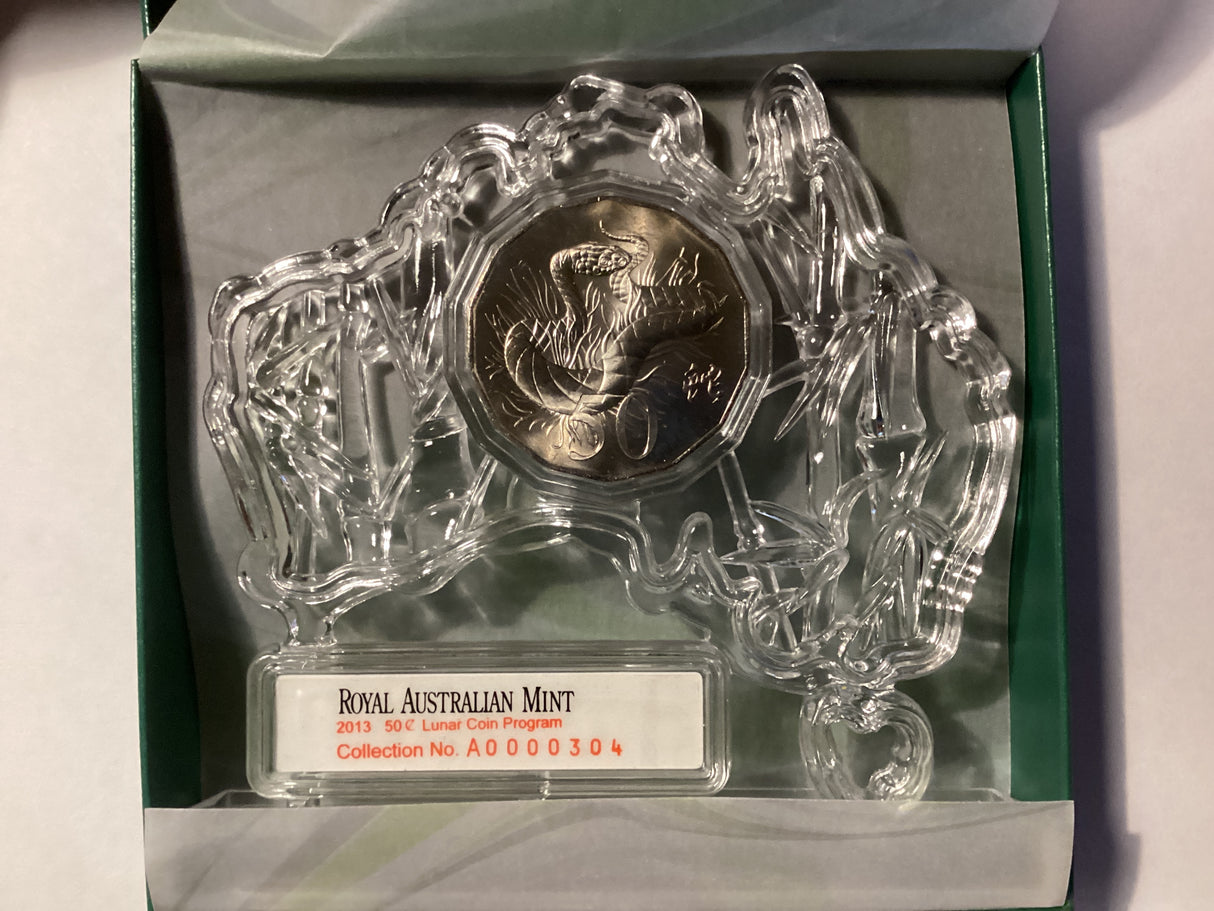 2013 50c Year of the Snake. Lunar Coin Program. Australia Map Display