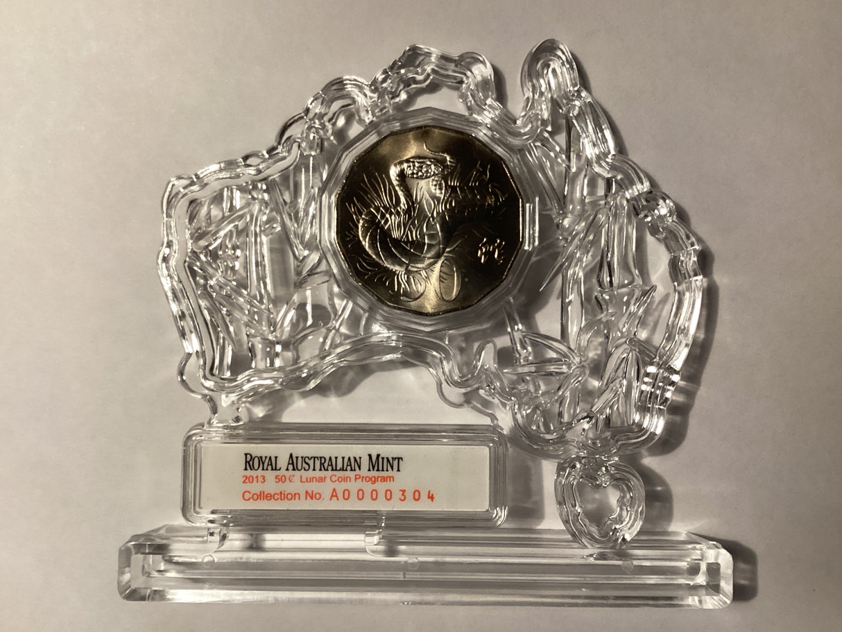 2013 50c Year of the Snake. Lunar Coin Program. Australia Map Display