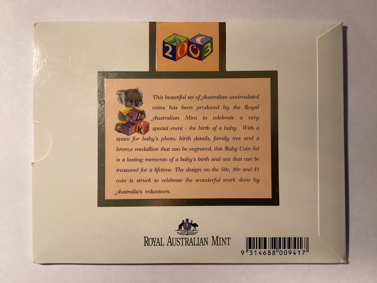 2003 Australian Uncirculated Baby Coin Set with Medallion.
