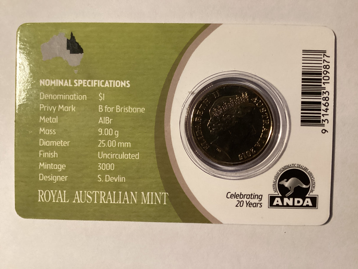 2016 $1 Mob of Roos Carded Coin. Anda Release. ‘B’ Mintmark