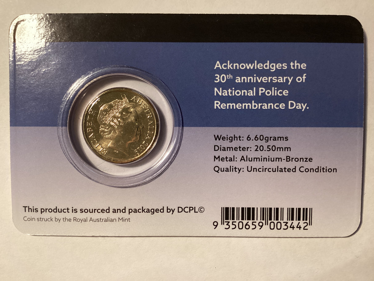 2019 $2 Uncirculated Carded Coin. Downies. National Police Remembrance Day.