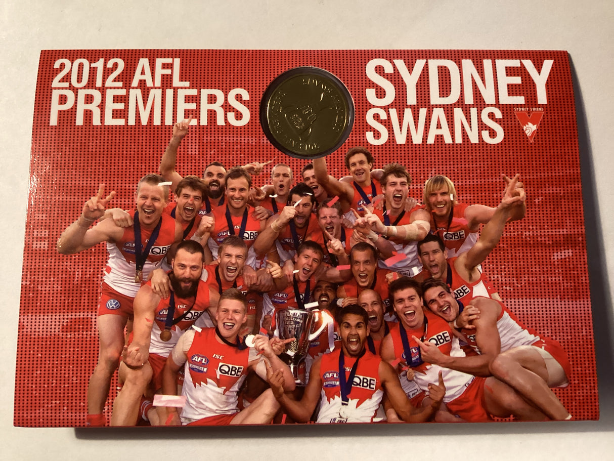 2012 $1 Uncirculated Carded Coin. Sydney Swans. AFL Premiers.
