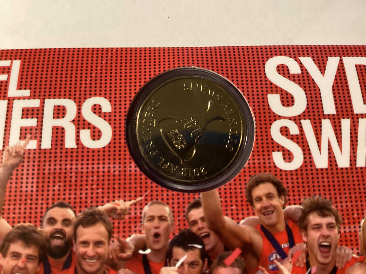2012 $1 Uncirculated Carded Coin. Sydney Swans. AFL Premiers.