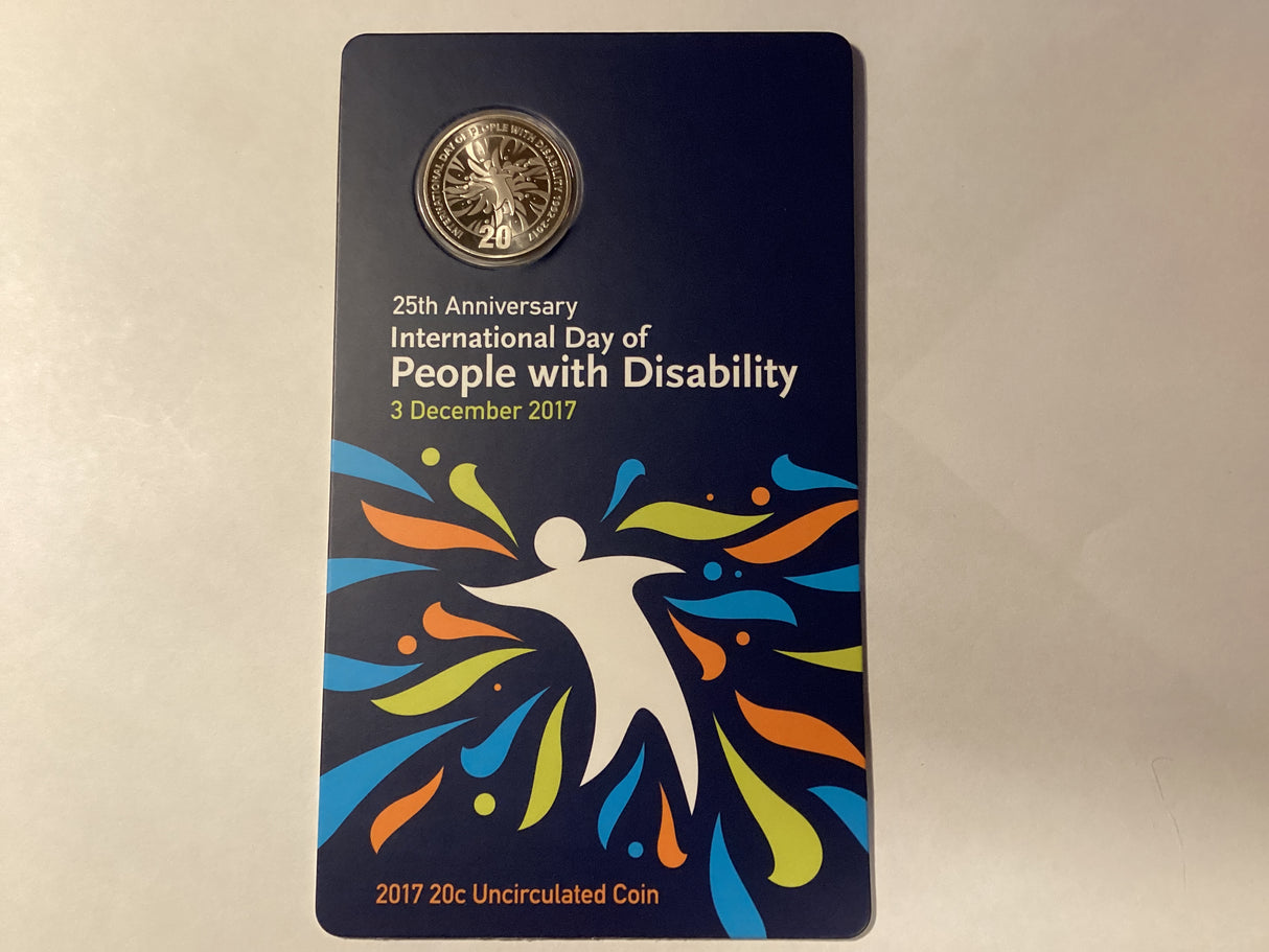 2017 20c Uncirculated Carded Coin. 25th Anniversary of International Day of People with Disabilities.
