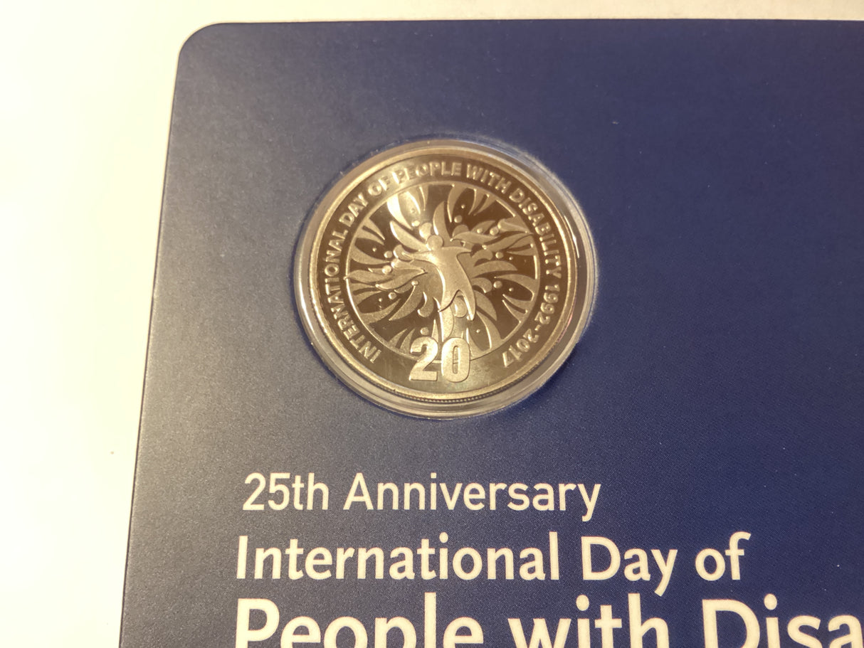 2017 20c Uncirculated Carded Coin. 25th Anniversary of International Day of People with Disabilities.
