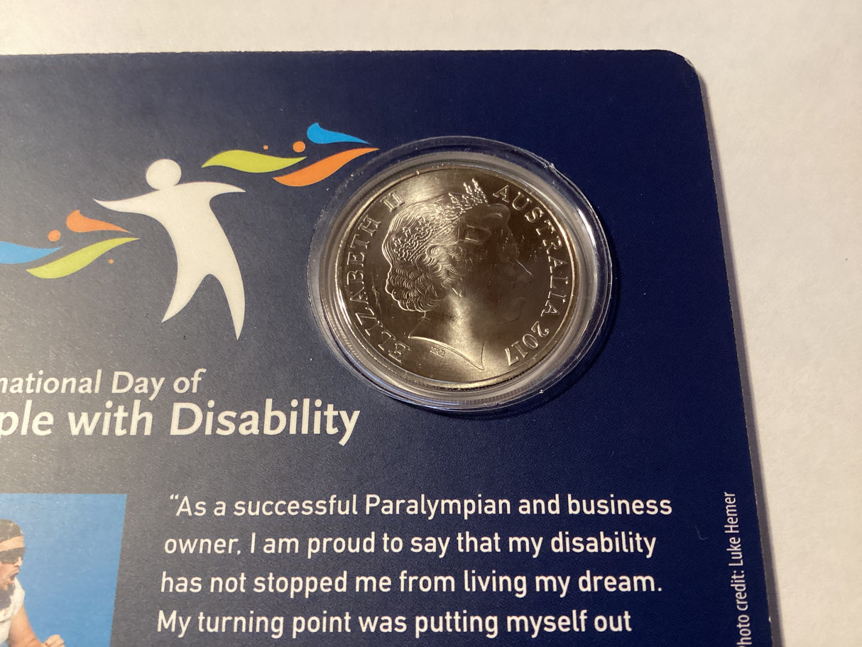 2017 20c Uncirculated Carded Coin. 25th Anniversary of International Day of People with Disabilities.