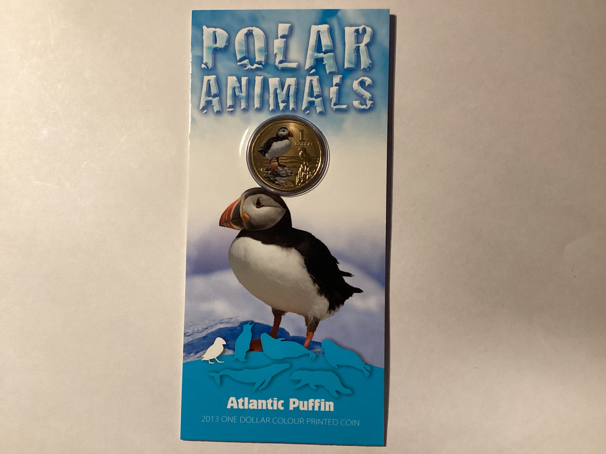 2013 $1 Colour Printed Coin. Polar Animals. Atlantic Puffin.