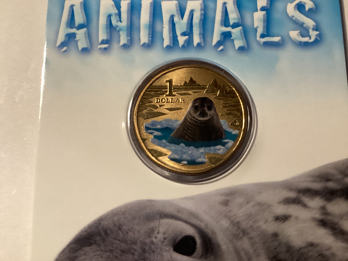 2013 $1 Colour Printed Coin. Polar Animals. Wendell Seal.