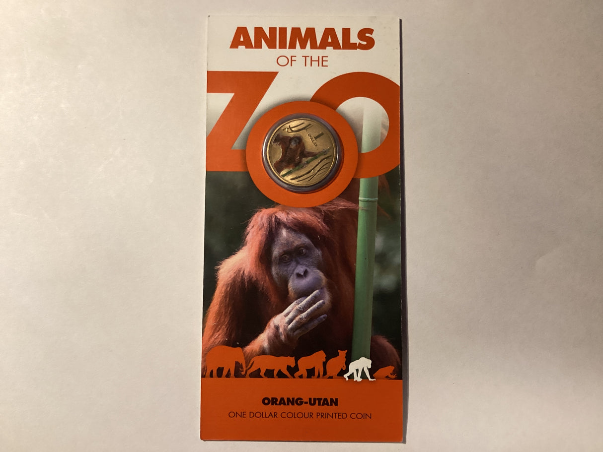 2012 $1 Colour Printed Coin. Animals of the Zoo. Orang-Utan.