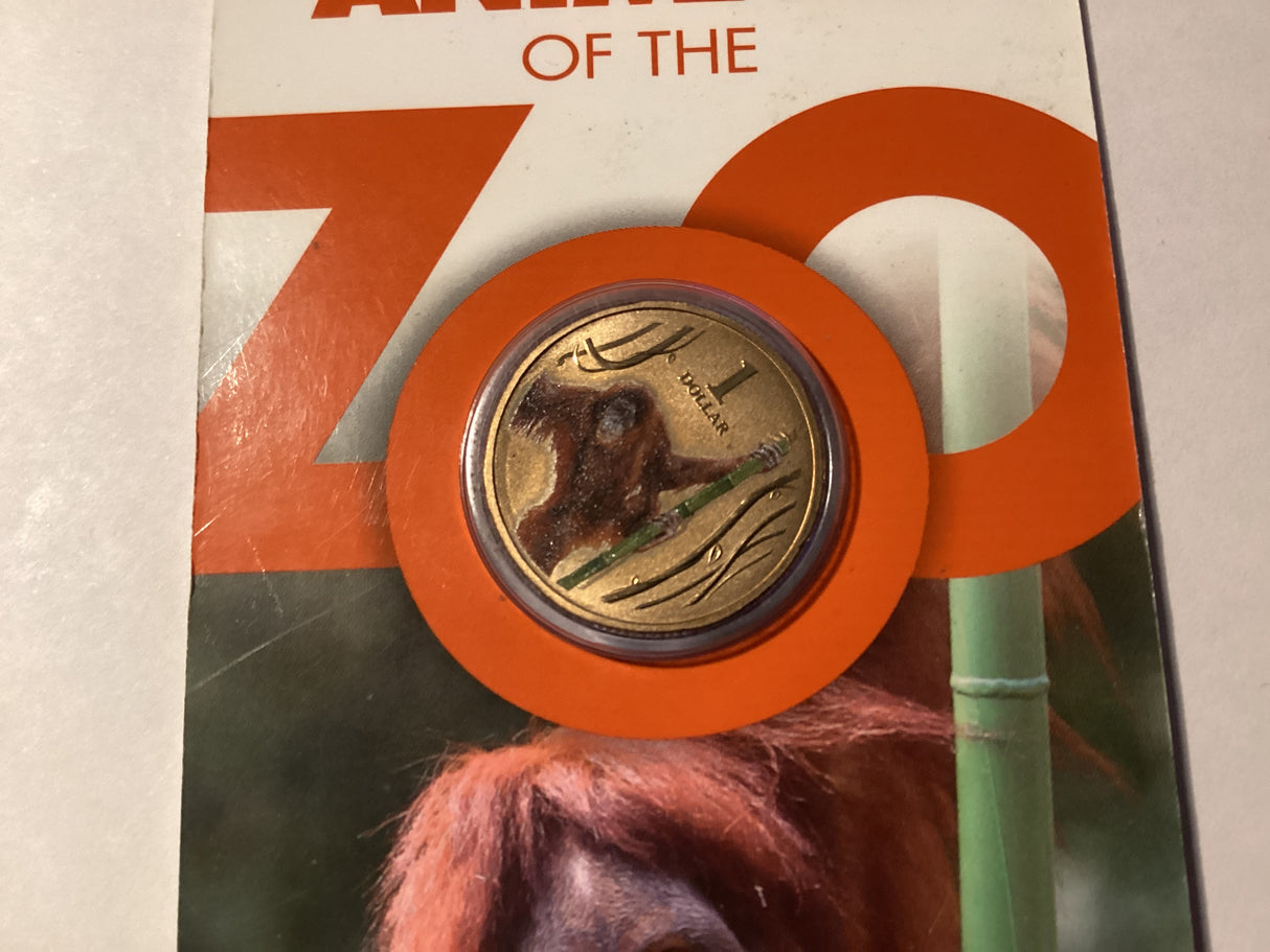 2012 $1 Colour Printed Coin. Animals of the Zoo. Orang-Utan.