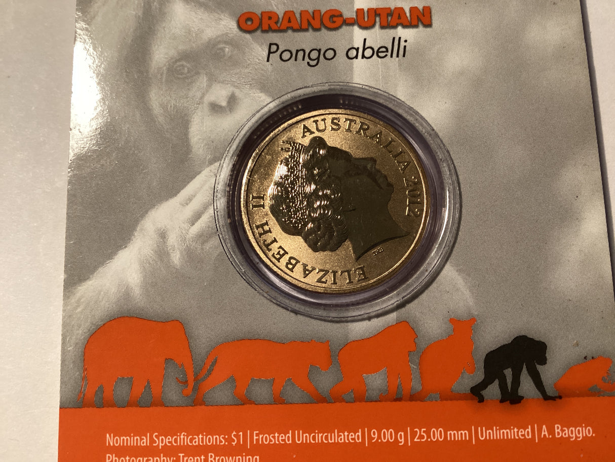 2012 $1 Colour Printed Coin. Animals of the Zoo. Orang-Utan.
