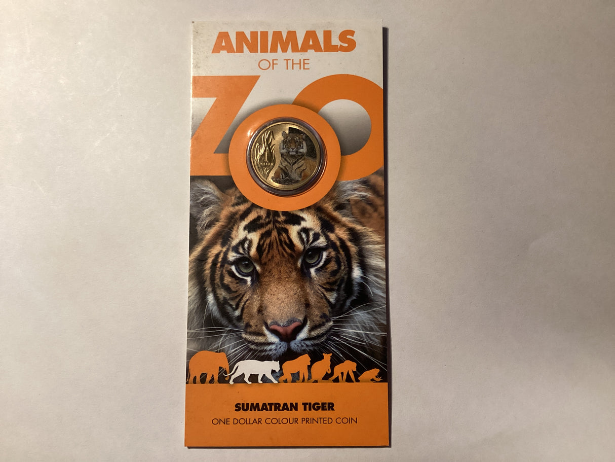 2012 $1 Colour Printed Coin. Animals of the Zoo. Sumatran Tiger.