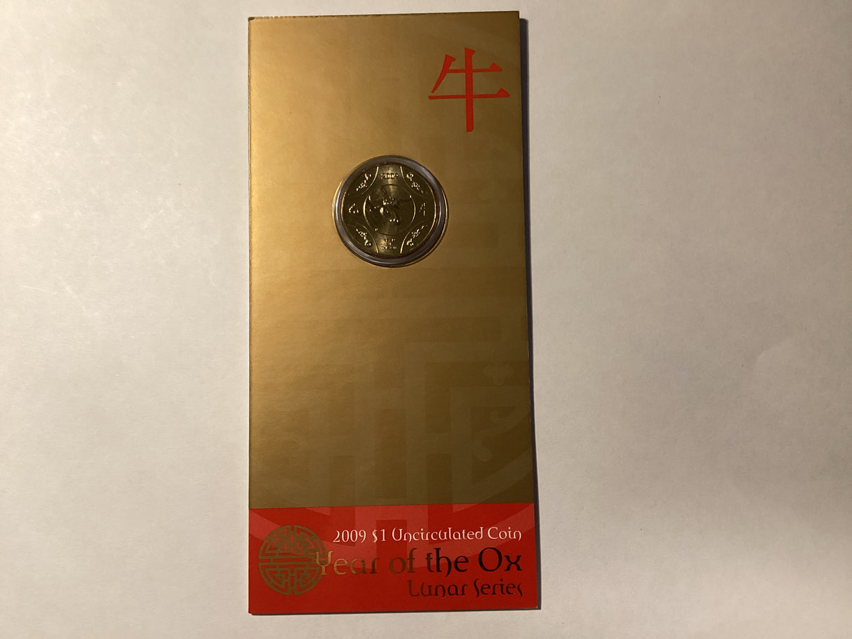 2009 $1 Uncirculated Coin. Lunar Series. Year of the Ox.