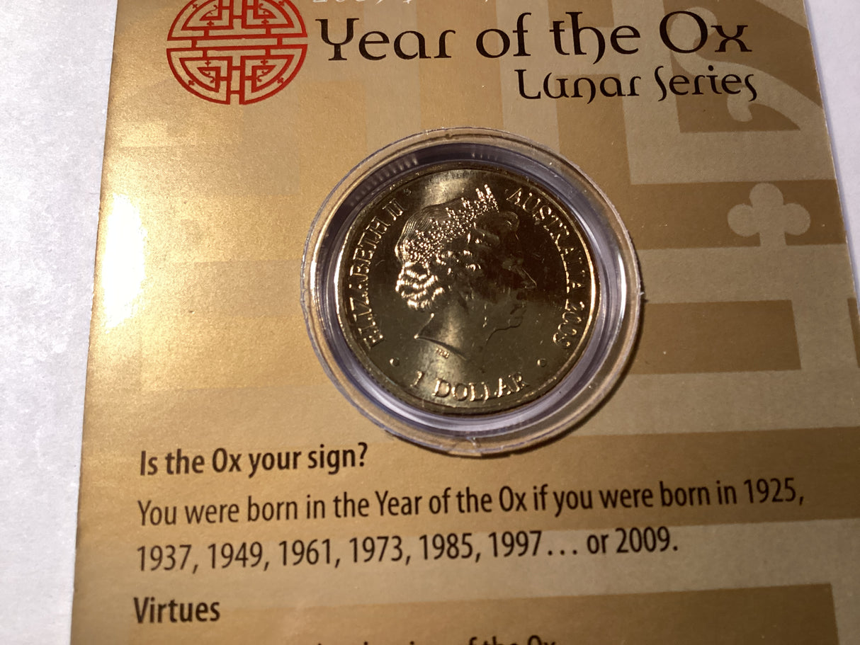 2009 $1 Uncirculated Coin. Lunar Series. Year of the Ox.