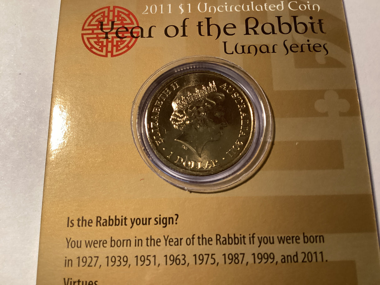 2011 $1 Uncirculated Coin. Lunar Series. Year of the Rabbit.