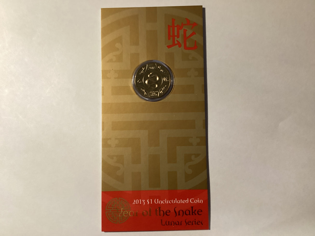 2013 $1 Uncirculated Coin. Lunar Series. Year of the Snake.