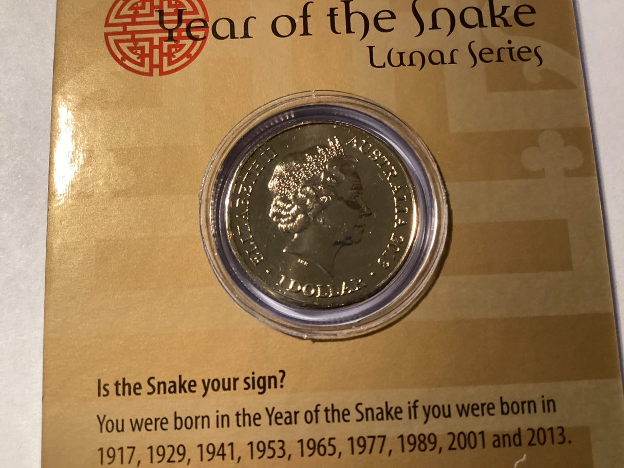 2013 $1 Uncirculated Coin. Lunar Series. Year of the Snake.