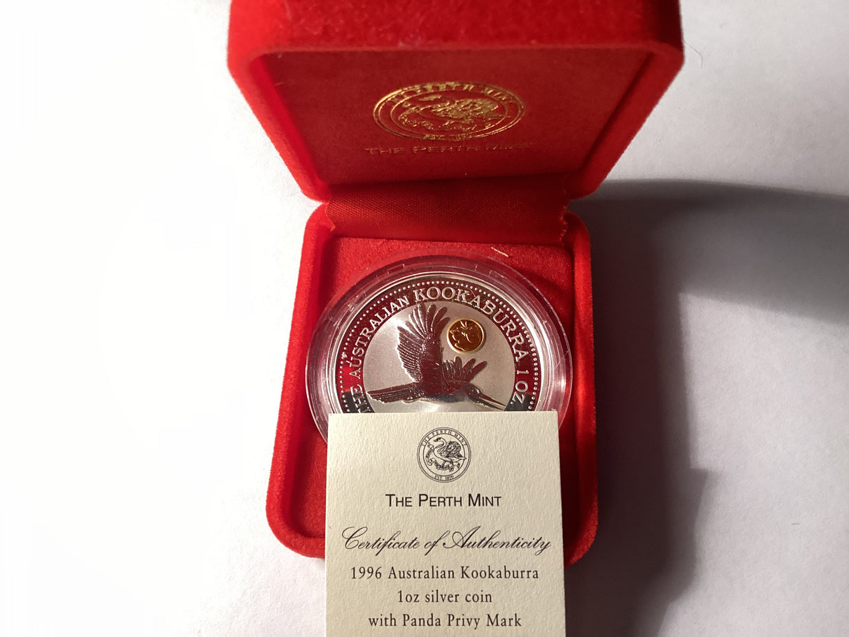 1996 $1 Kookaburra. 1oz Silver Coin. Panda Privy Mark.