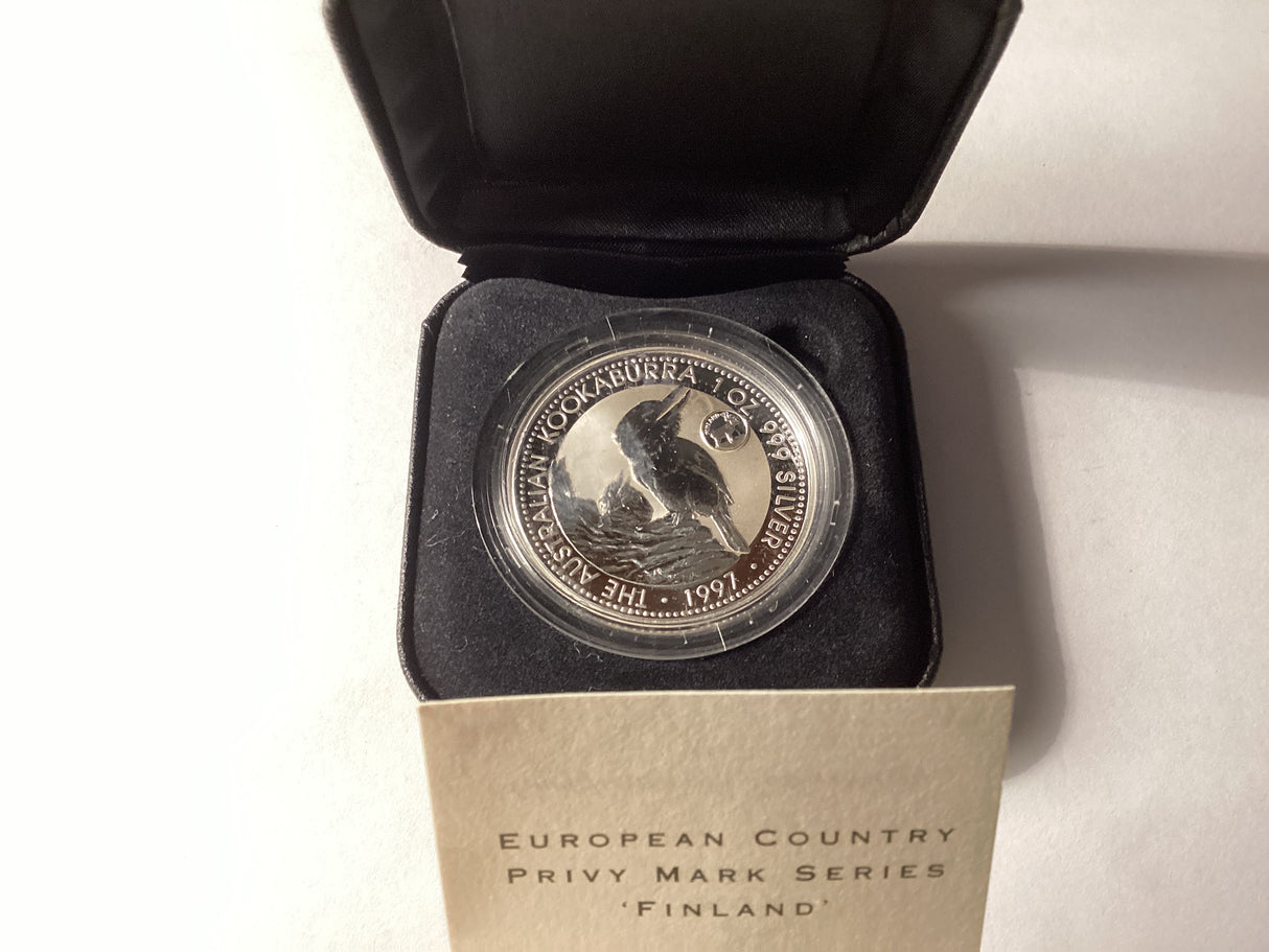 1997 $1 Kookaburra. 1oz Silver Coin. European Country Privy Mark Series. ‘Finland’.