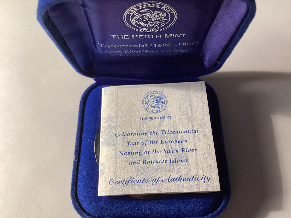 1996 $1 Kookaburra. 1oz Silver Coin. ‘Swan River and Rottnest Island’ Privy Mark.