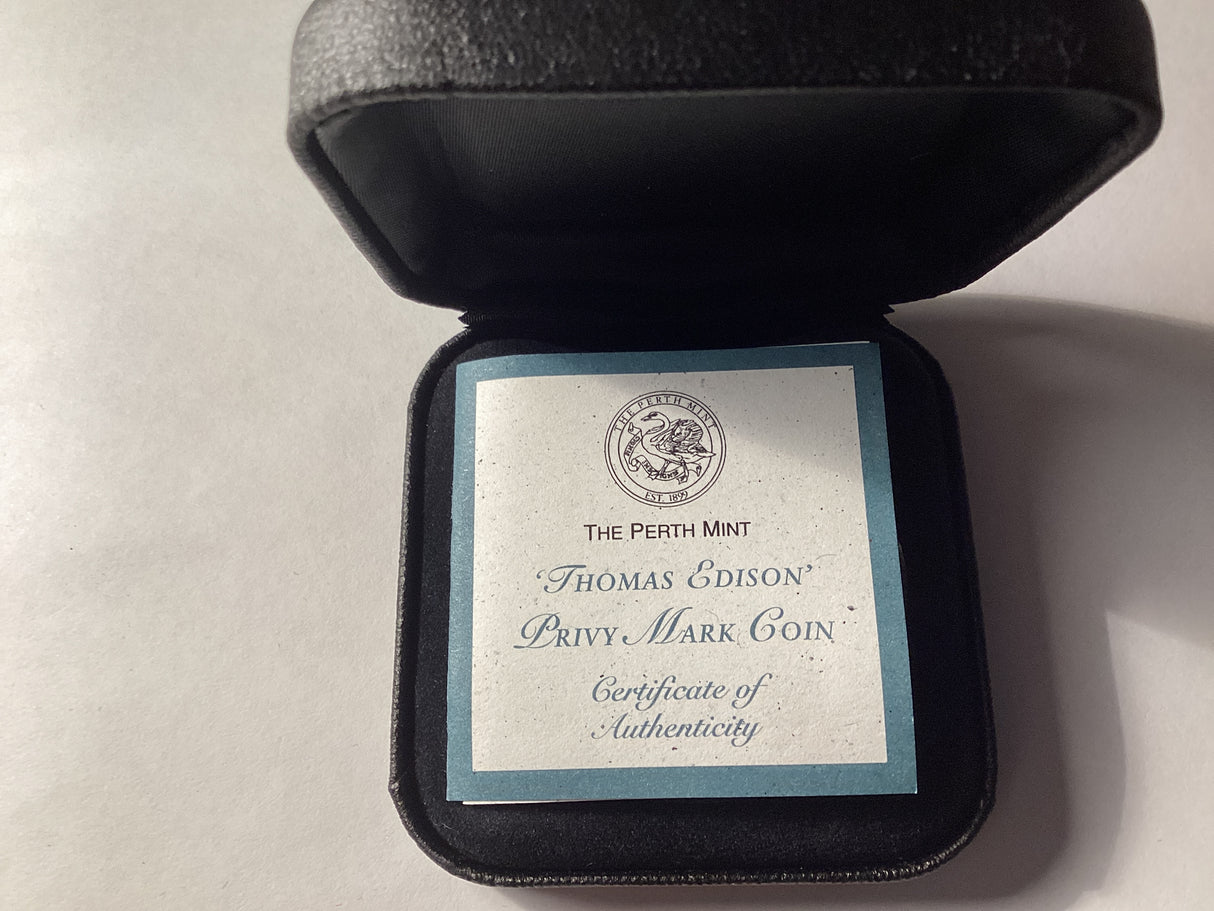 1997 $1 Kookaburra. 1oz Silver Coin. ‘Thomas Edison’ Privy Mark.