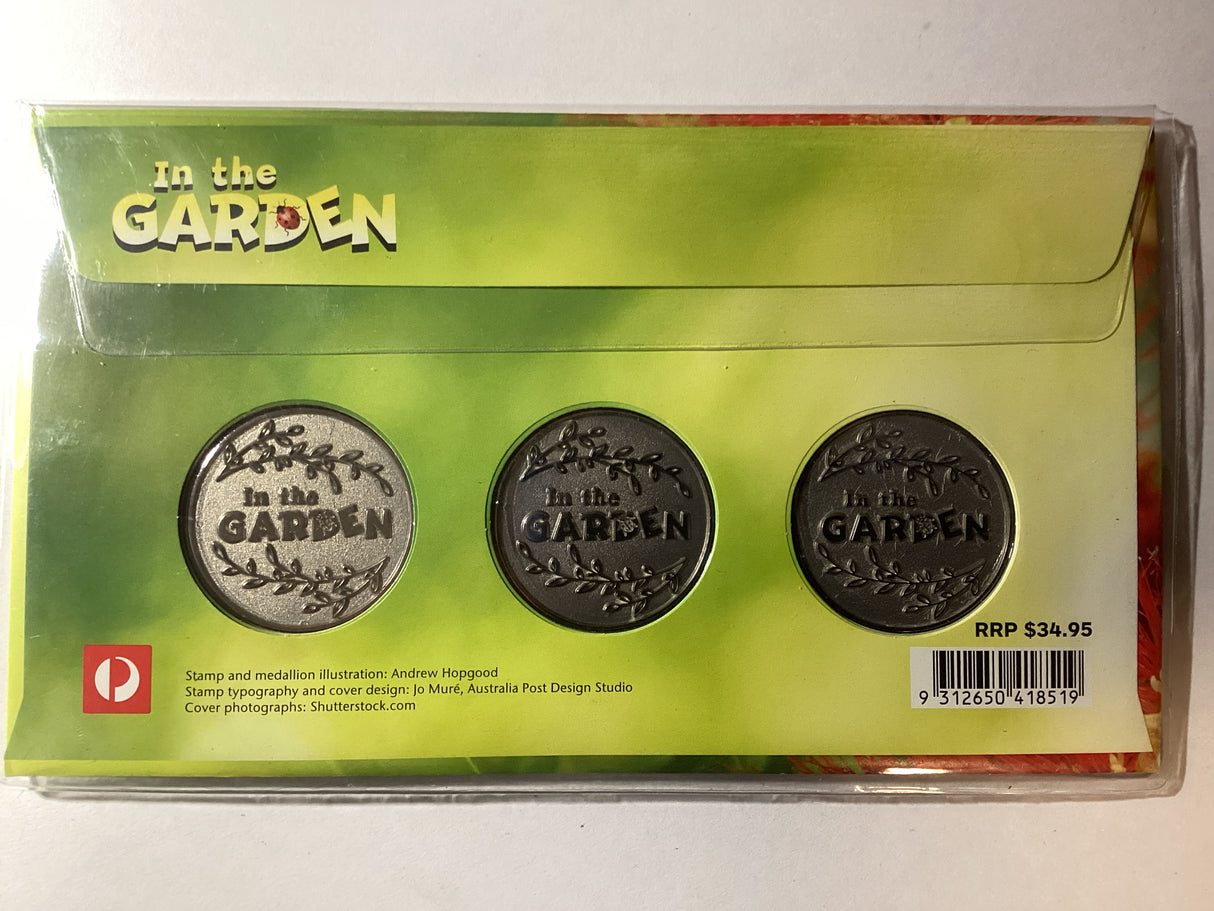 2019 In the Garden Three Medallion PMC. Nest Box, Pollinators, Veggie Garden. 1500 made.