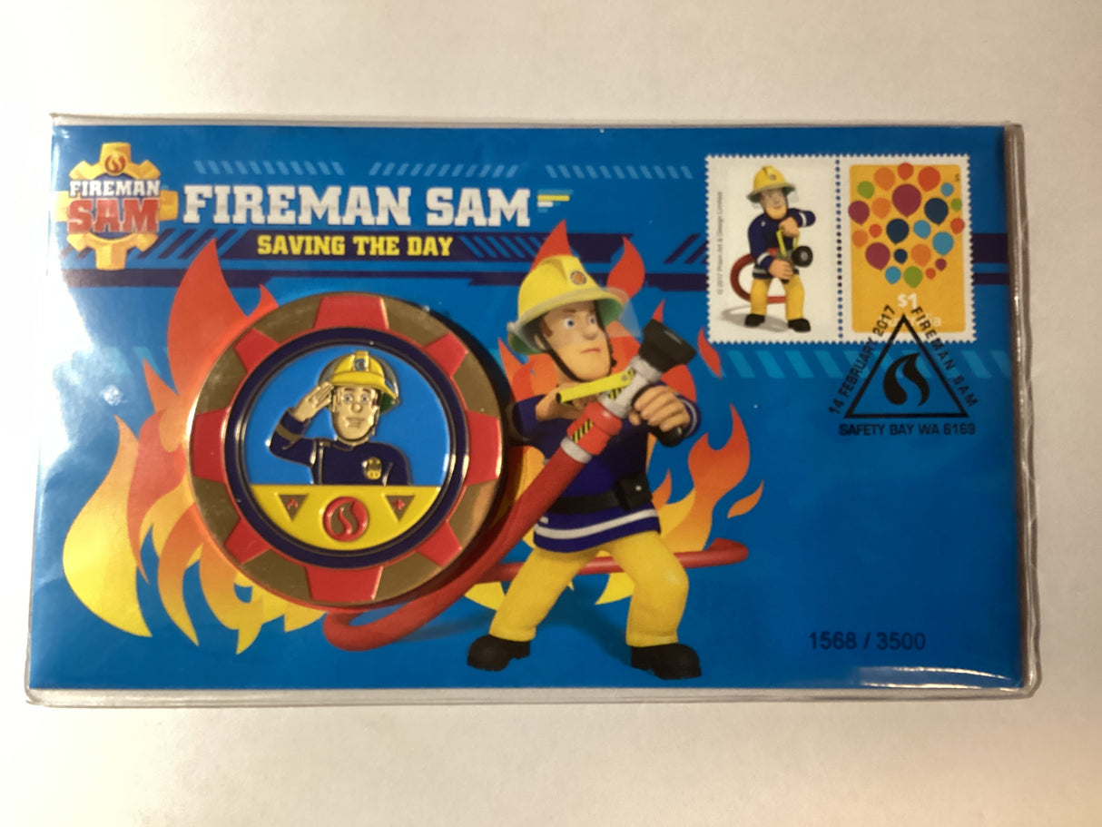 2017 Fireman Sam Saving The Day Medallion PMC.