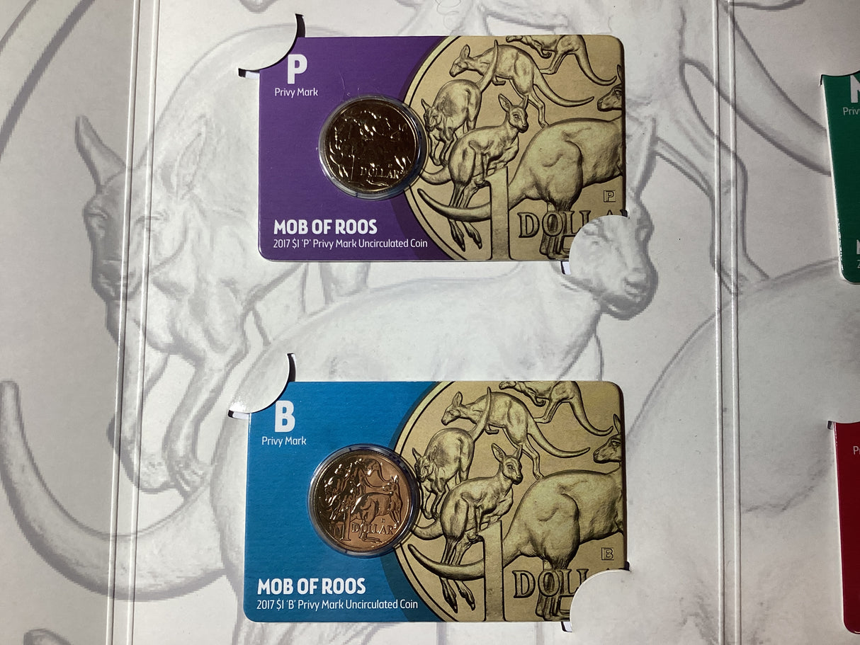 2017 ANDA Money Expo Complete Mob of Roos 4 Coin Folder. P, B, M, S Privy Mark Coins.
