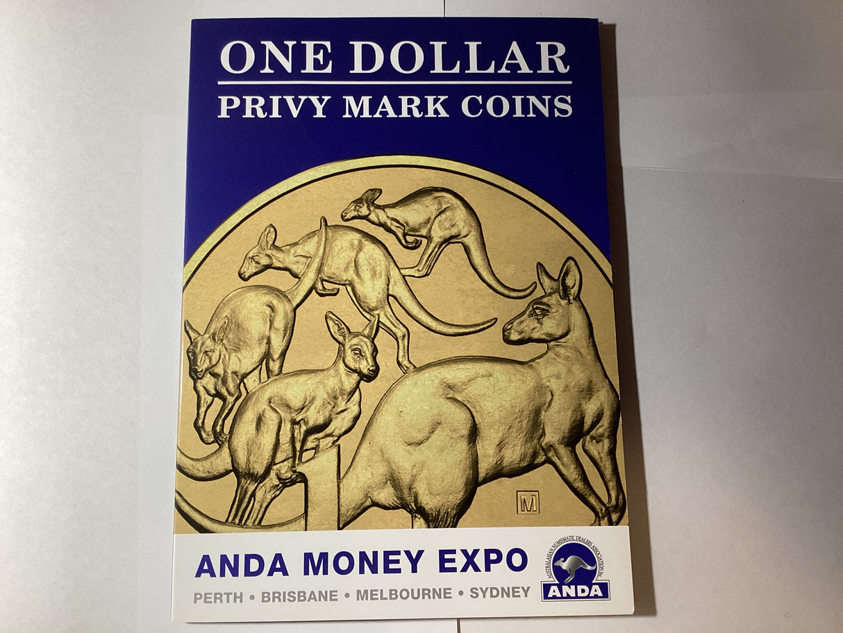 2019 ANDA Money Expo Complete Mob of Roos 4 Coin Folder. Kangaroo Paw, Cooktown Orchid, Common Health, Waratah Privy Mark Coins.