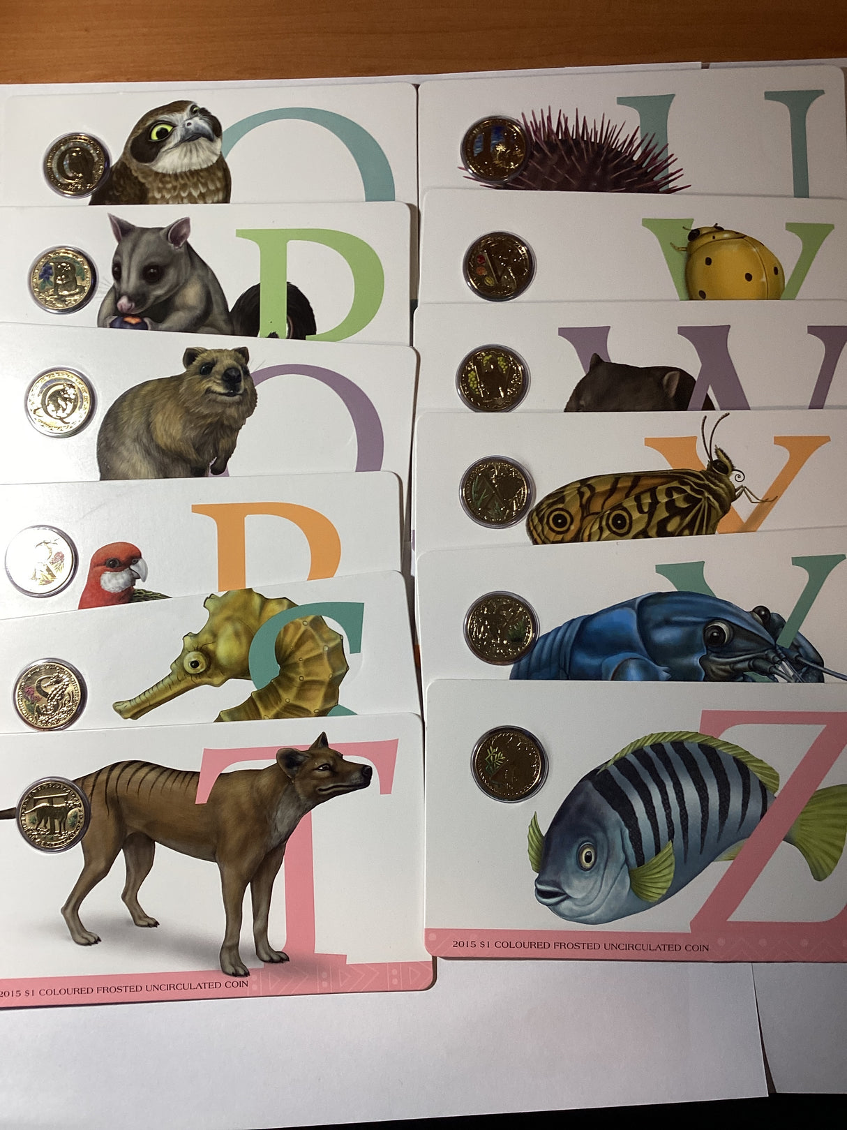 2015 A-Z Alphabet Coloured Frosted Uncirculated Set. Complete Series.