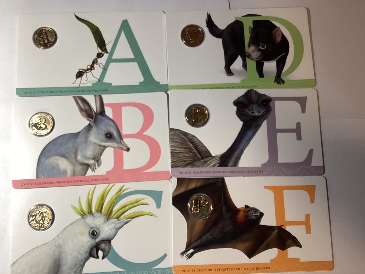 2015 A-Z Alphabet Coloured Frosted Uncirculated Set. Complete Series.