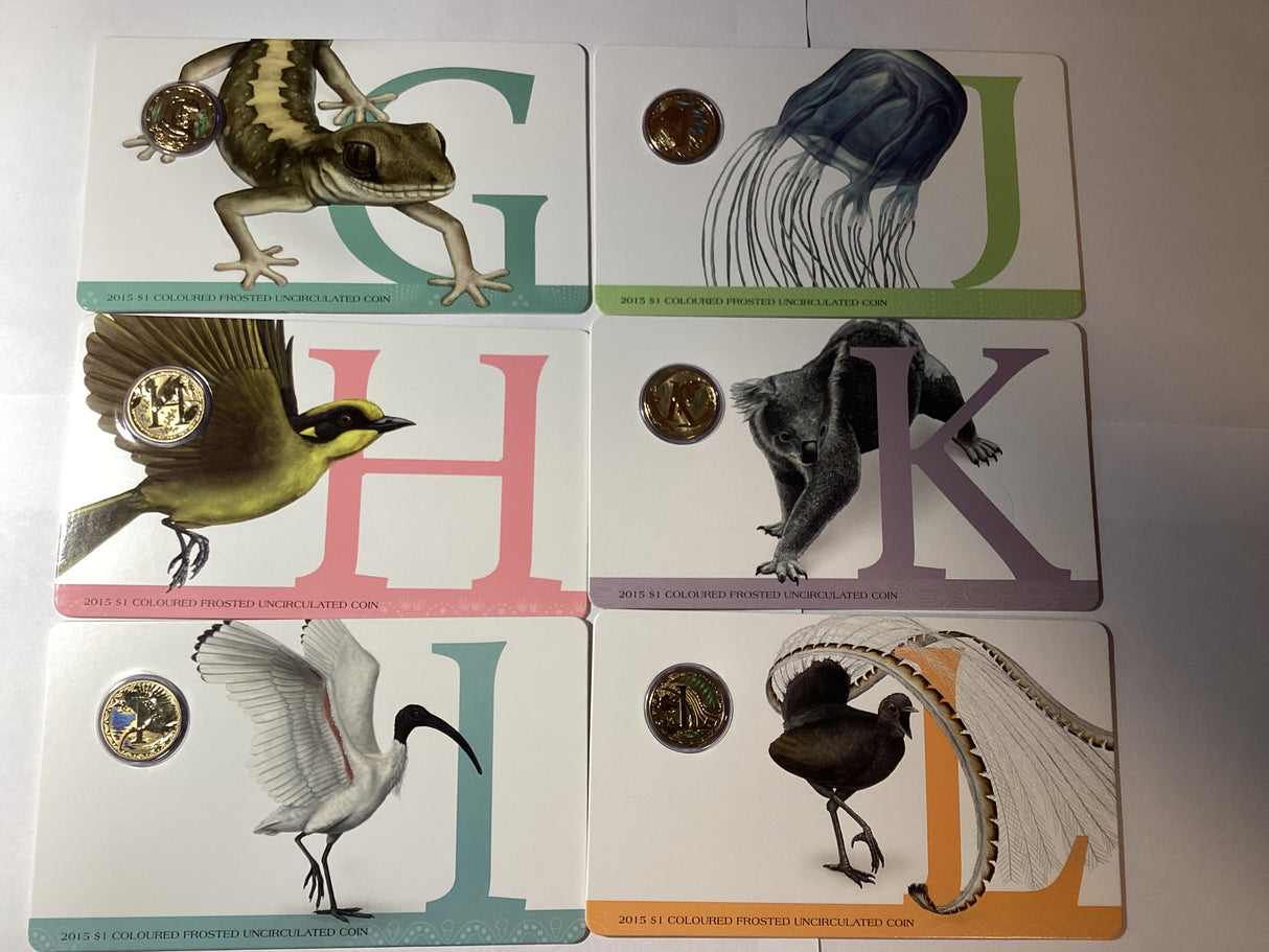 2015 A-Z Alphabet Coloured Frosted Uncirculated Set. Complete Series.