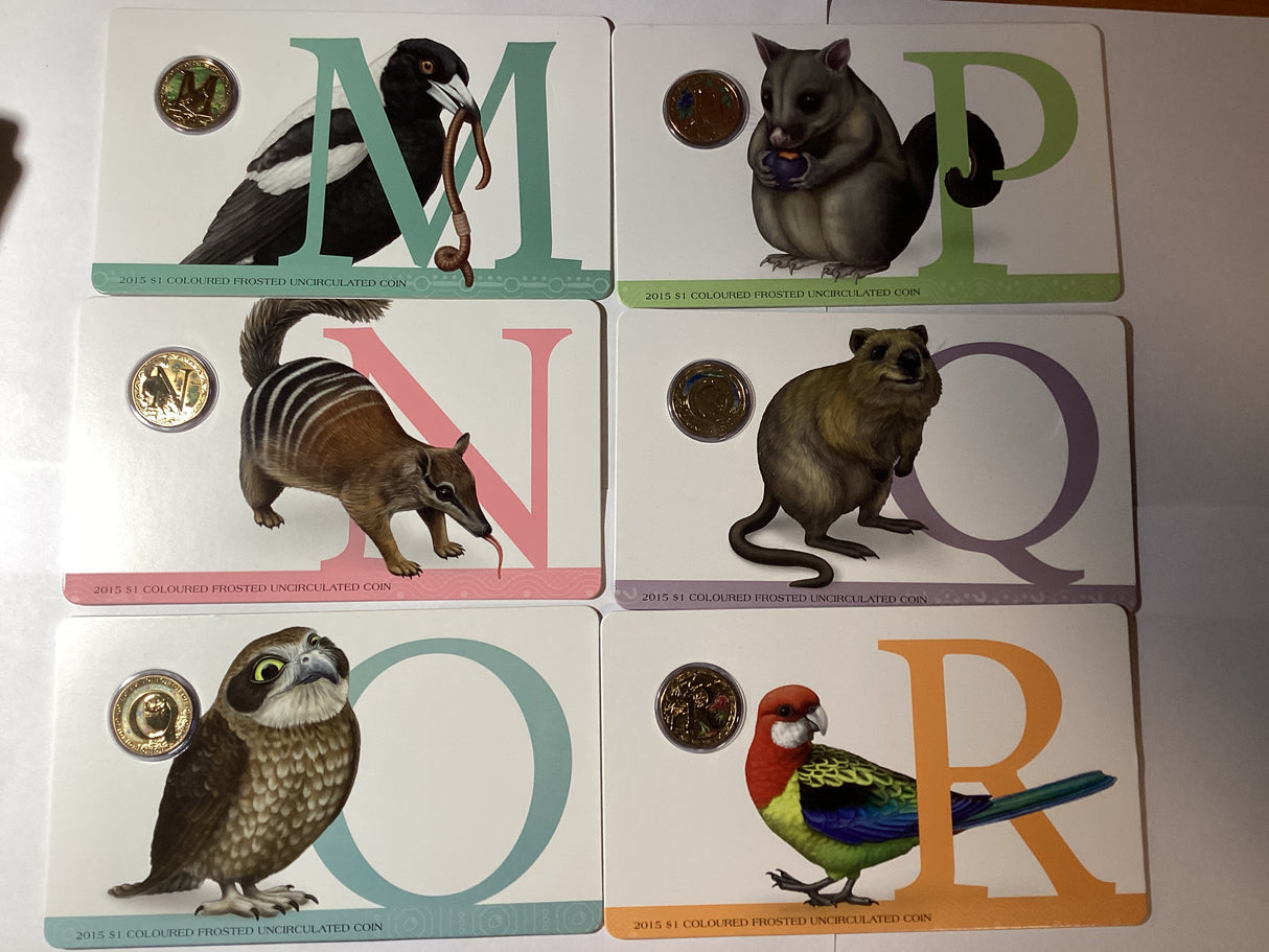 2015 A-Z Alphabet Coloured Frosted Uncirculated Set. Complete Series.