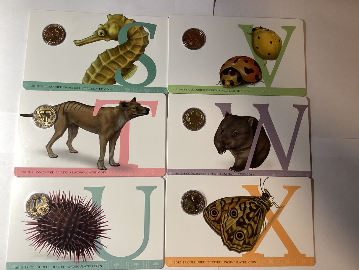 2015 A-Z Alphabet Coloured Frosted Uncirculated Set. Complete Series.