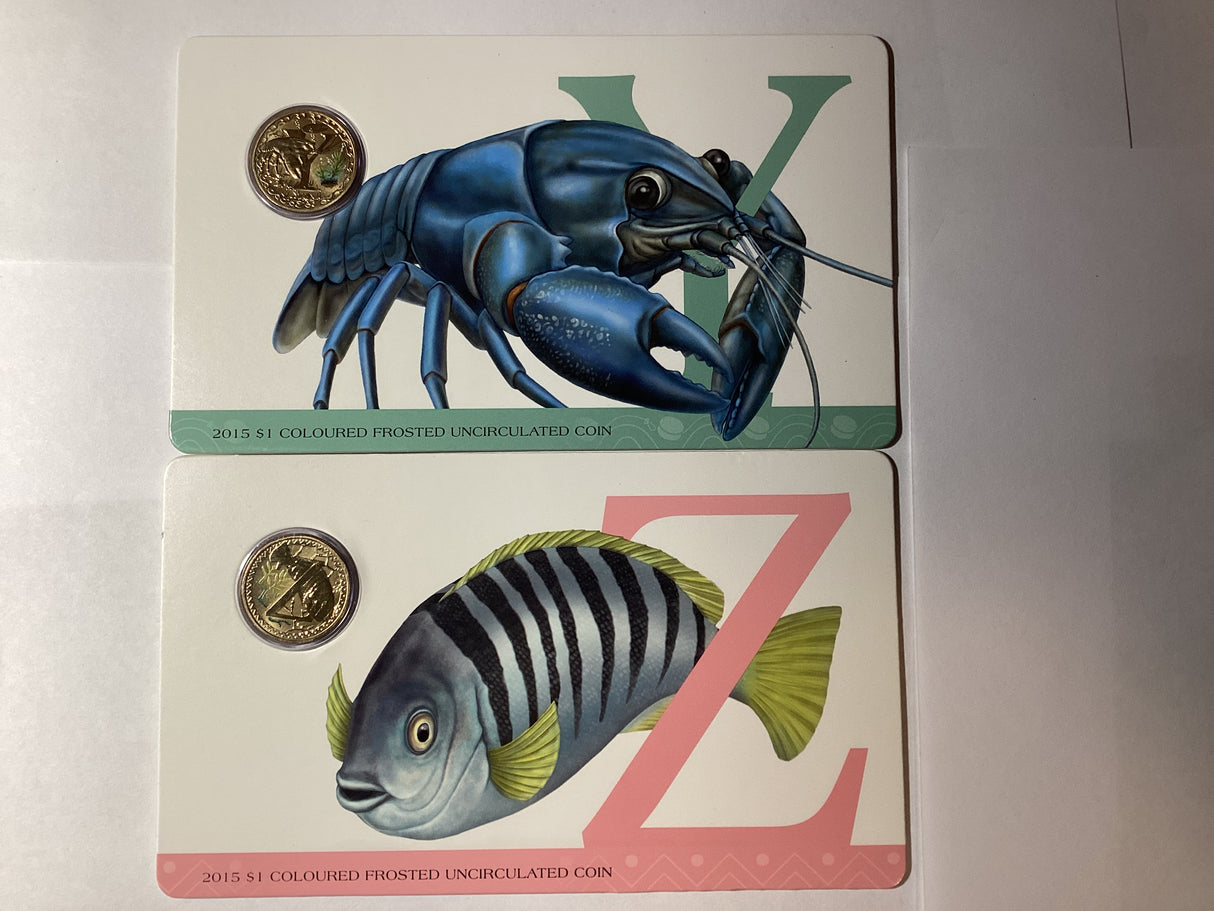 2015 A-Z Alphabet Coloured Frosted Uncirculated Set. Complete Series.