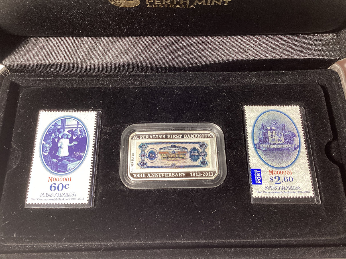 2013 100th Anniversary of Australia’s First Banknote. Stamp and Coin Set.