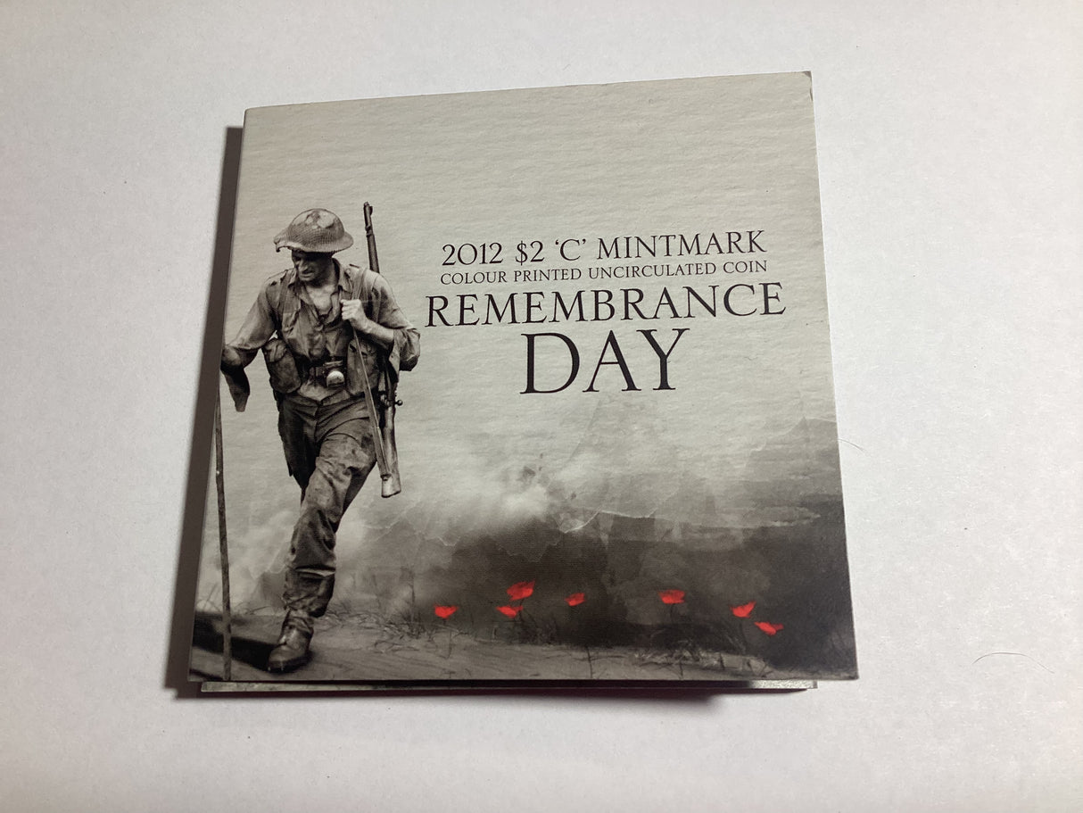 2012 $2 ‘C’ Mintmark Red Poppy Uncirculated Carded Coin.