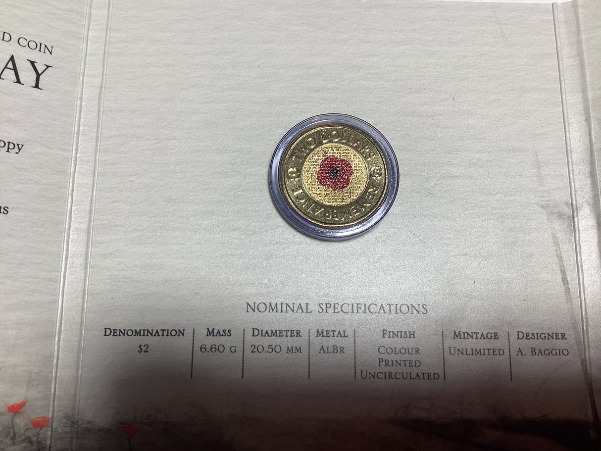 2012 $2 ‘C’ Mintmark Red Poppy Uncirculated Carded Coin.