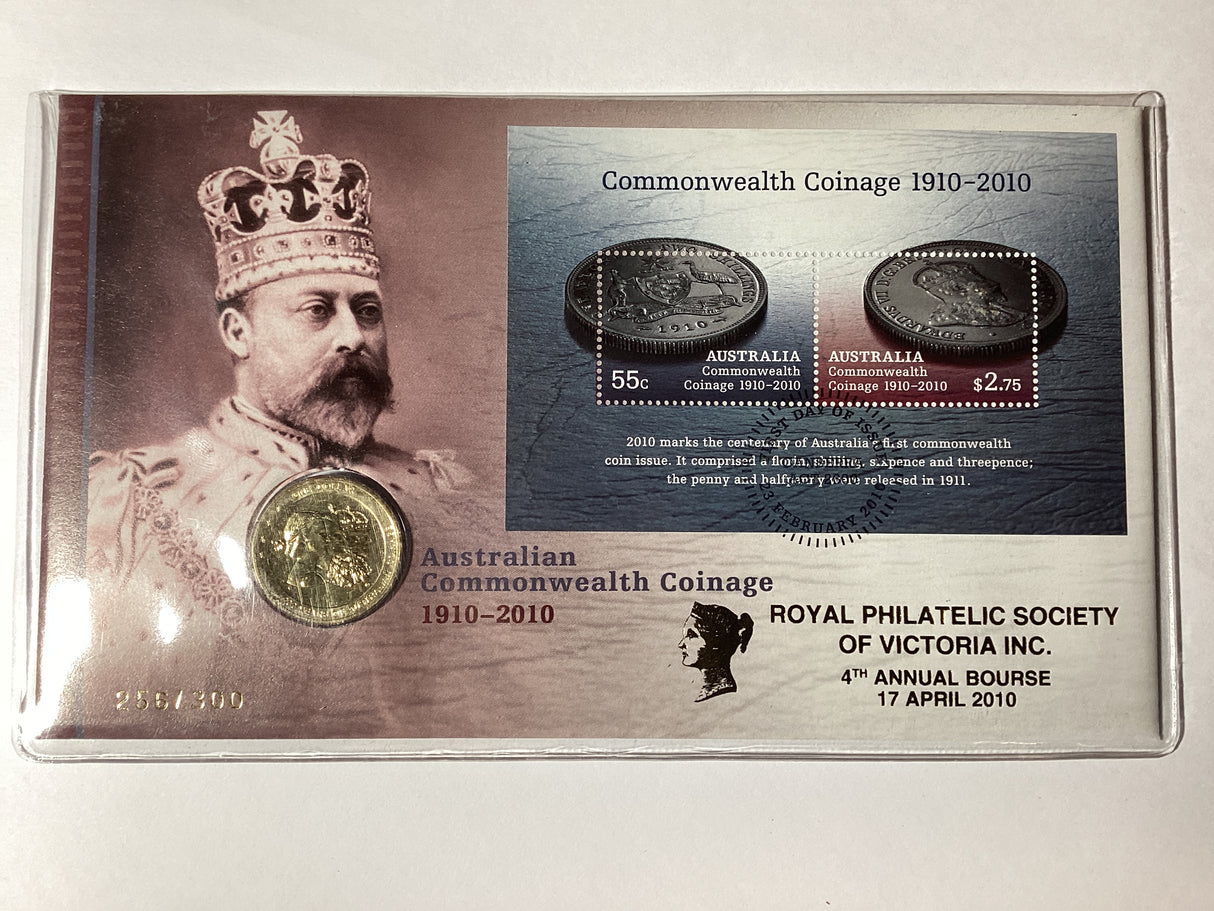 2010 Australian Commonwealth Coinage 1910-2010 PNC. Royal Philatelic Society of Victoria. 300 made.